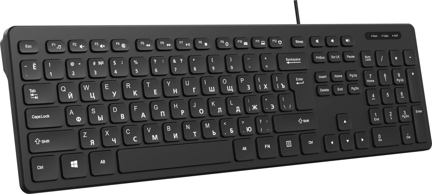 Клавиатура Оклик K733 черный USB slim Multimedia кабель 1.5м