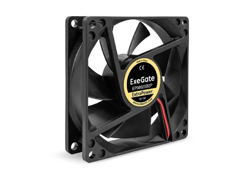 Exegate EX295239RUS Вентилятор 12В DC ExeGate ExtraPower EP08025B2P (80x80x25 мм, 2-Ball (двойной шарикоподшипник), 2pin, 2900RPM, 29.5dBA)