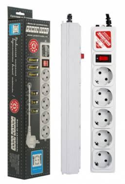 Сетевой фильтр Powercube SPG-B-15-GREY 5м (5 розеток) серый (коробка)