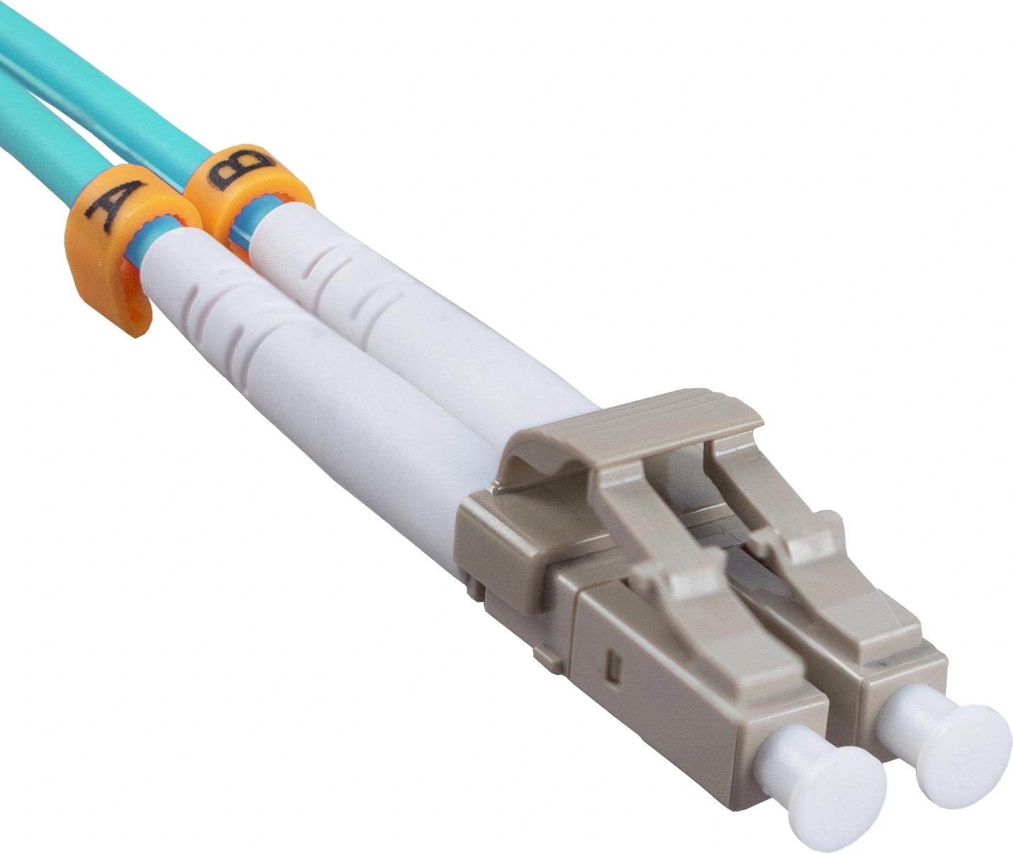 Патч-корд Cabeus FOP-50-LC-SC-10M 2x50/125 OM3 LC дуплекс UPC-SC дуплекс UPC 10м LSZH бирюзовый