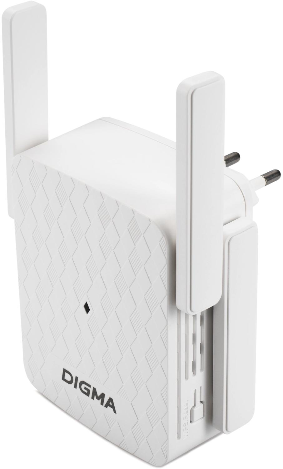 Повторитель беспроводного сигнала Digma D-WR310 (D-WR310V2) N300 Wi-Fi белый