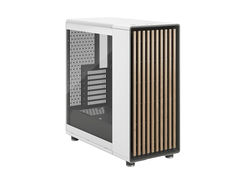 Корпус ПК без блока питания/ Case Fractal Design North TG Clear Tint, Midi-Tower, 2x140mm, 2xUSB-A 3.2 + 1xUSB 3.2 Type-C ATX, mATX, mITX Wood panel, Chalk White