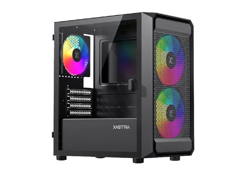 XASTRA Корпус A303M 3ARGB Black mATX/Mesh/ tempered glass / 2x140mm + 1x120mm ARGB PWM fans/ Door/ A303M-2FC14A-1FC12A-D
