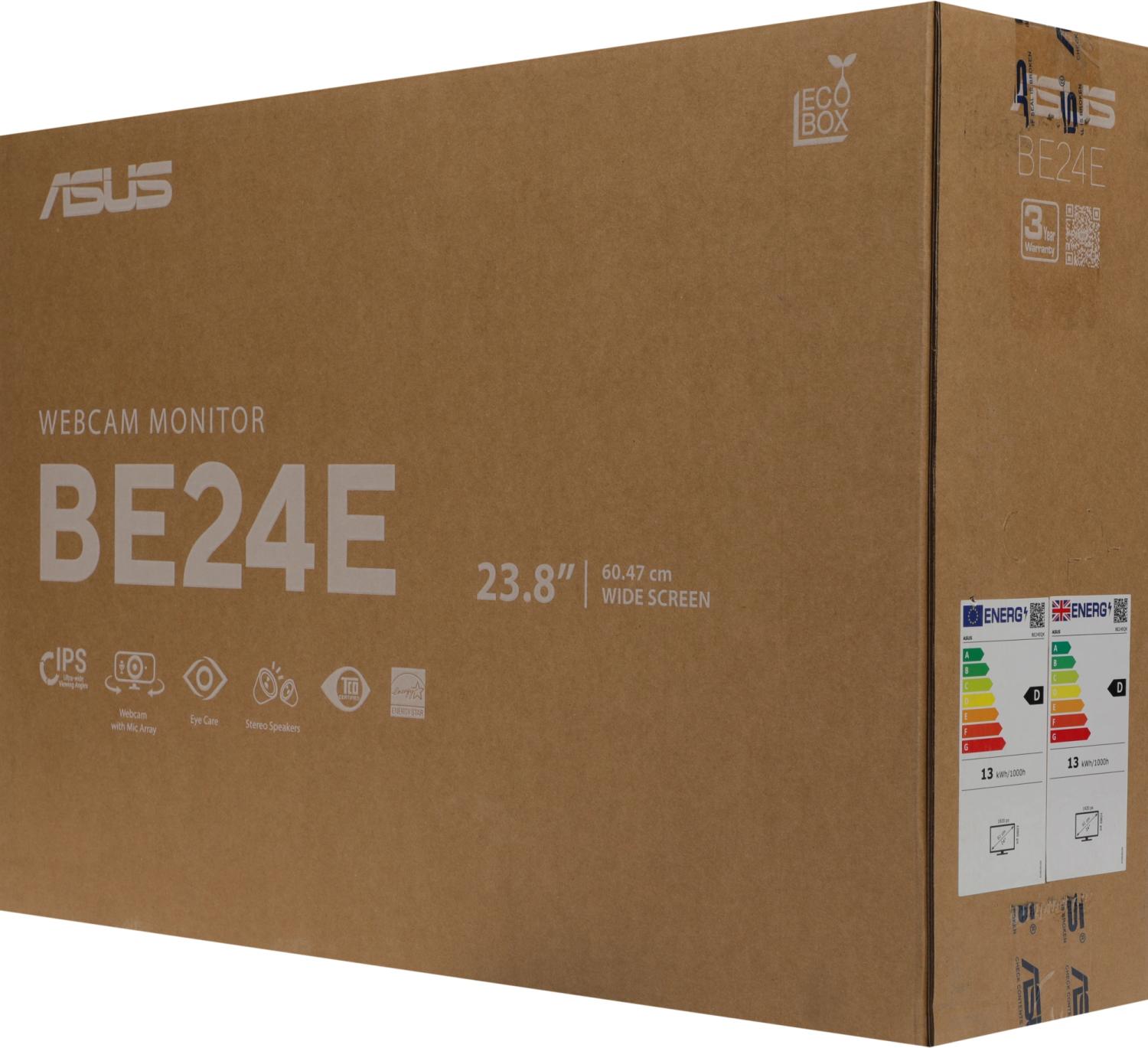 Монитор Asus 23.8" Business BE24EQK черный IPS LED 4ms 16:9 HDMI M/M Cam матовая 300cd 178гр/178гр 1920x1080 76Hz VGA DP FHD 4.6кг