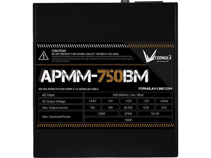 Блок питания Formula V Line APMM-750BM, 750W, ATX3.1/PCIe5.1, APFC, 80+ Bronze, 12cm Fan, Full Modular