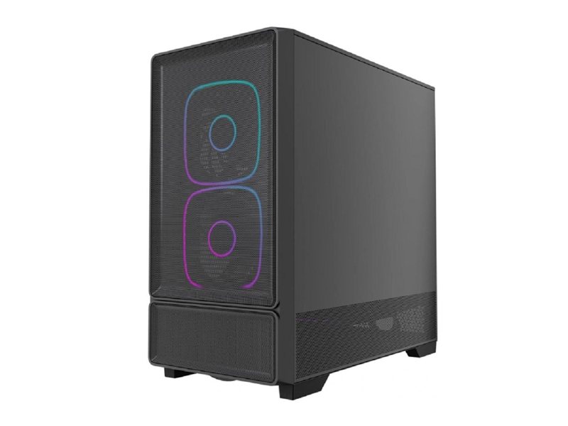 Powercase Корпус AX5, Black, TG, Type-C, 2x 140mm +3x 120mm ARGB PWM Fans, ARGB+PWM HUB, Nylon filters, чёрный, ATX (CJXA-A5)