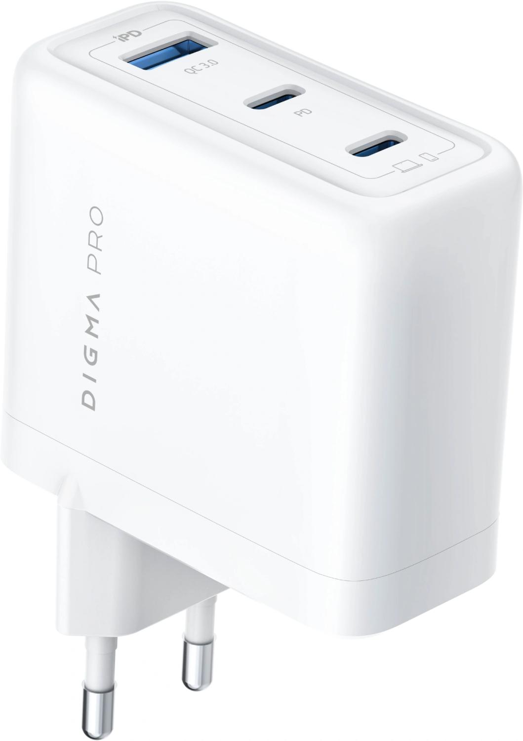 Сетевое зар./устр. Digma Pro DPW10C 100W 5A (PD+QC) 2хUSB-C/USB-A универсальное белый (DPW1С0G012WH)