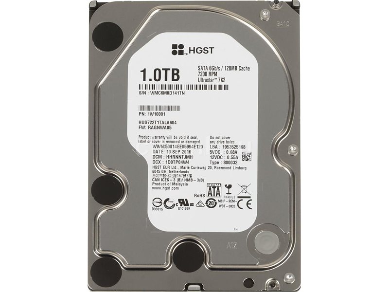 Жесткий диск/ HDD WD SATA Server 1Tb 3.5"""" 7200 6Gb/s 128Mb 1 year warranty (replacement ST1000NM000A, ST1000NM0008, MG04ACA100N)