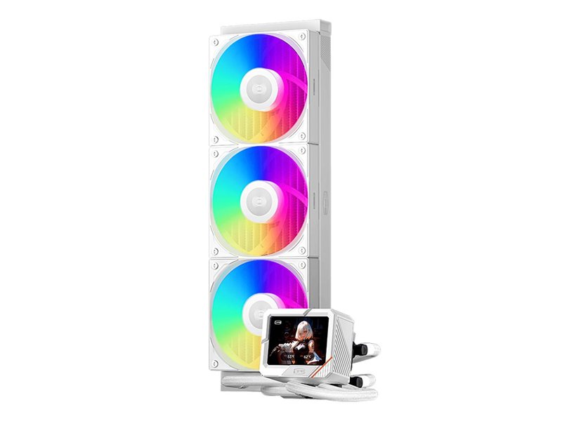 Система охлаждения/ Water Cooling System PCCooler GT360 ARGB Display WH  (310W, 360mm, LED temp., White, ARGB/ Fans: 3x120mm, 99CFM, 41.5dBA, 3000RPM/ Pump 15dBA, 2600RPM, Rad thickness 27mm/ S: 1851, 1700, 1200, 115X, AM5, AM4)