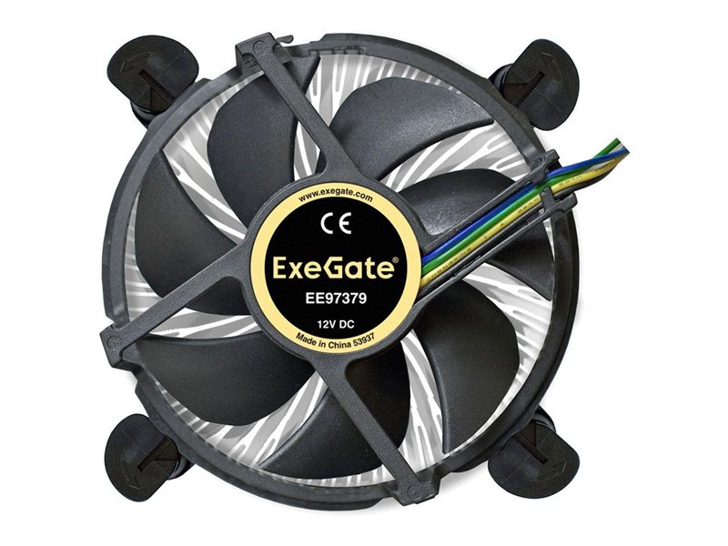 Вентилятор Exegate Кулер ExeGate EE97379 (Al, LGA775/1150/1151/1155/1156/1200, TDP 65W, Fan 92mm, 2400RPM, Hydro bearing, 4pin, 23db, 175г, на защелках, с термопастой, Retail box) (116481)