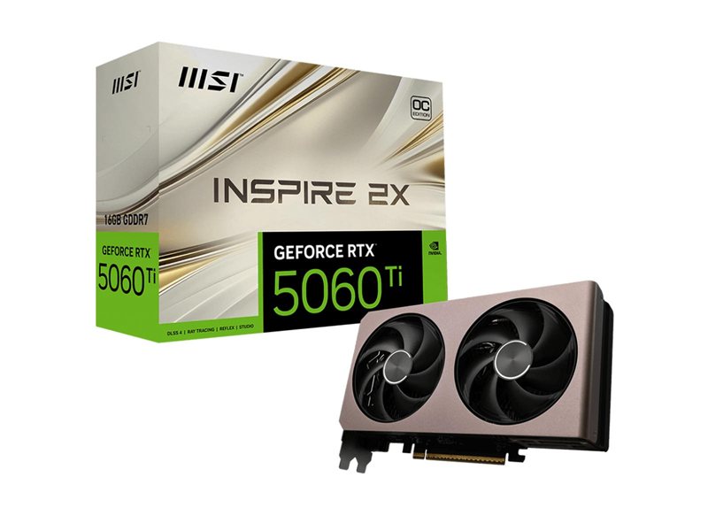 Видеокарта MSI RTX5060Ti INSPIRE 2X OC 16GB GDDR7 128bit 3xDP HDMI 2FAN RTL
