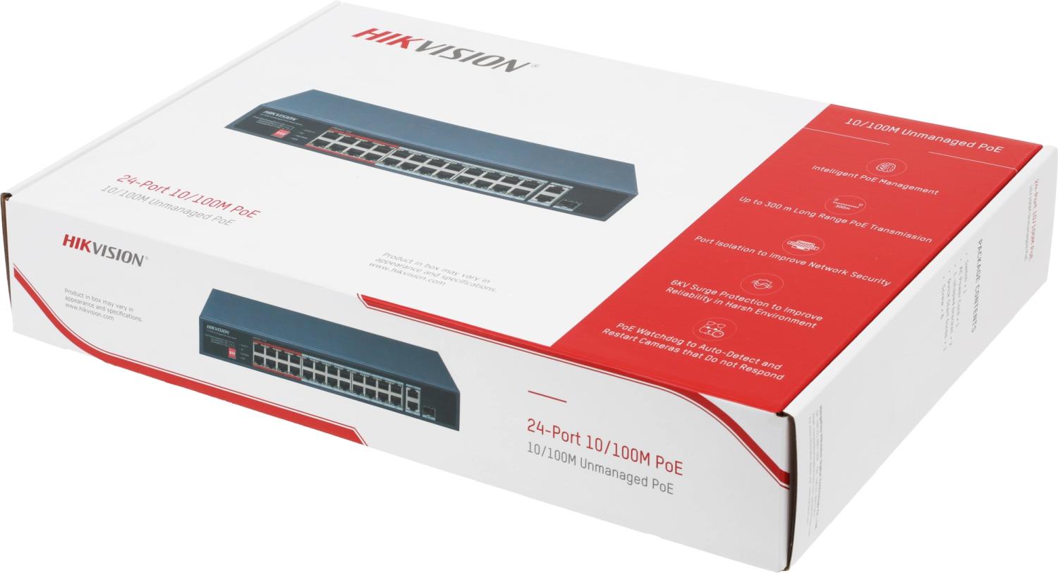 Коммутатор Hikvision DS-3E0326P-E/M(C) (L2) 25x100Мбит/с 1SFP 24PoE 230W неуправляемый
