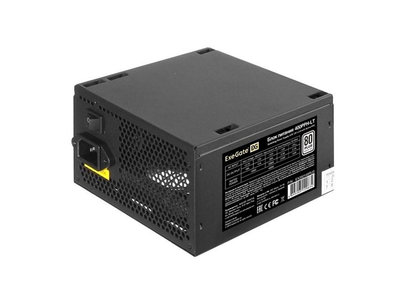 Exegate EX292148RUS-OEM Блок питания 400W ExeGate 80 PLUS® 400PPH-LT-OEM (ATX, APFC, КПД 82% (80 PLUS), 12cm fan, 24pin, (4+4)pin, PCIe, 5xSATA, 3xIDE, black)