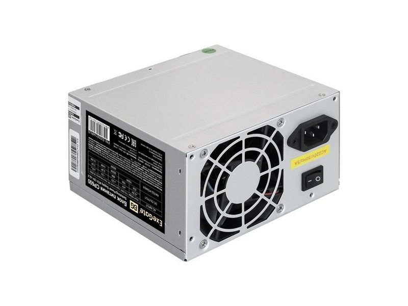 ExeGate EX292144RUS-PC Блок питания CP600 600W (ATX, PC, 8cm fan, 24pin, (4+4)pin, PCI-E, 3xSATA, 2xIDE, кабель 220V в комплекте)