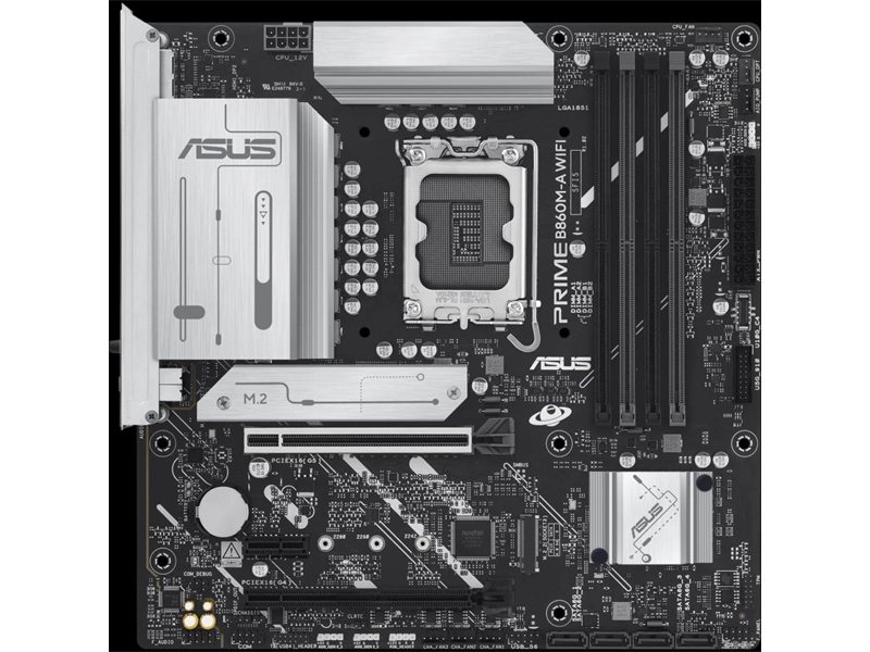 Материнская плата ASUS PRIME B860M-A WIFI LGA1851 mATX 4xDDR5 2xPCIEx16 PCIEx1 2xM.2 USB-C 2xDP HDMI 2.5GLAN Wi-Fi 6Е