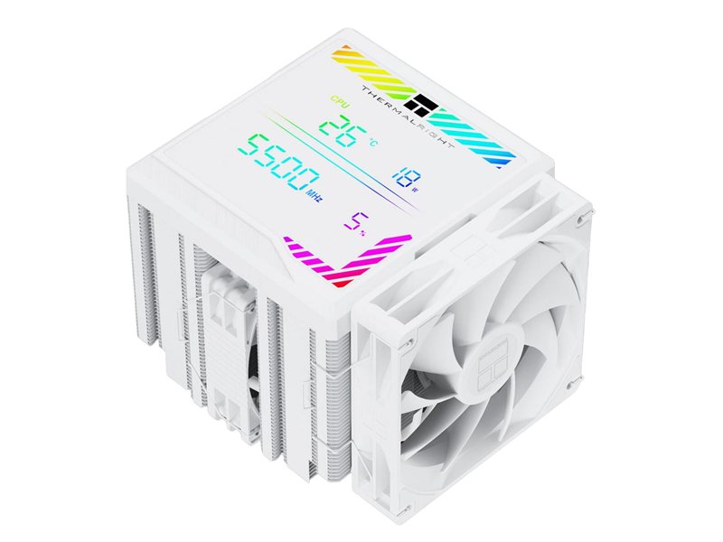 Кулер для процессора/ CPU Cooler Thermalright Peerless Assassin 140 Digital White (4-pin PWM, 165mm, Ni/Cu, 6x6mm, 1x120mm + 1x140mm, 82.CFM, 29.6dBA, 1850RPM, S: 1200, 1700, 1851, 115X, 2011, 2066, AM4, AM5, white)
