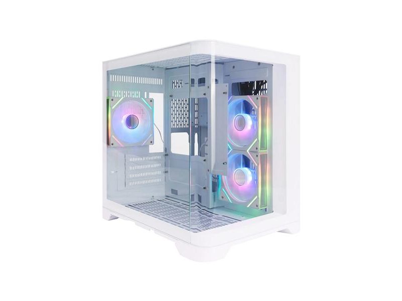 корпус 1STPLAYER UVIEW UV5 ARGB White / mATX / 3x120mm ARGB fans / UV5-WH-2FC7R-W-1FC7-W
