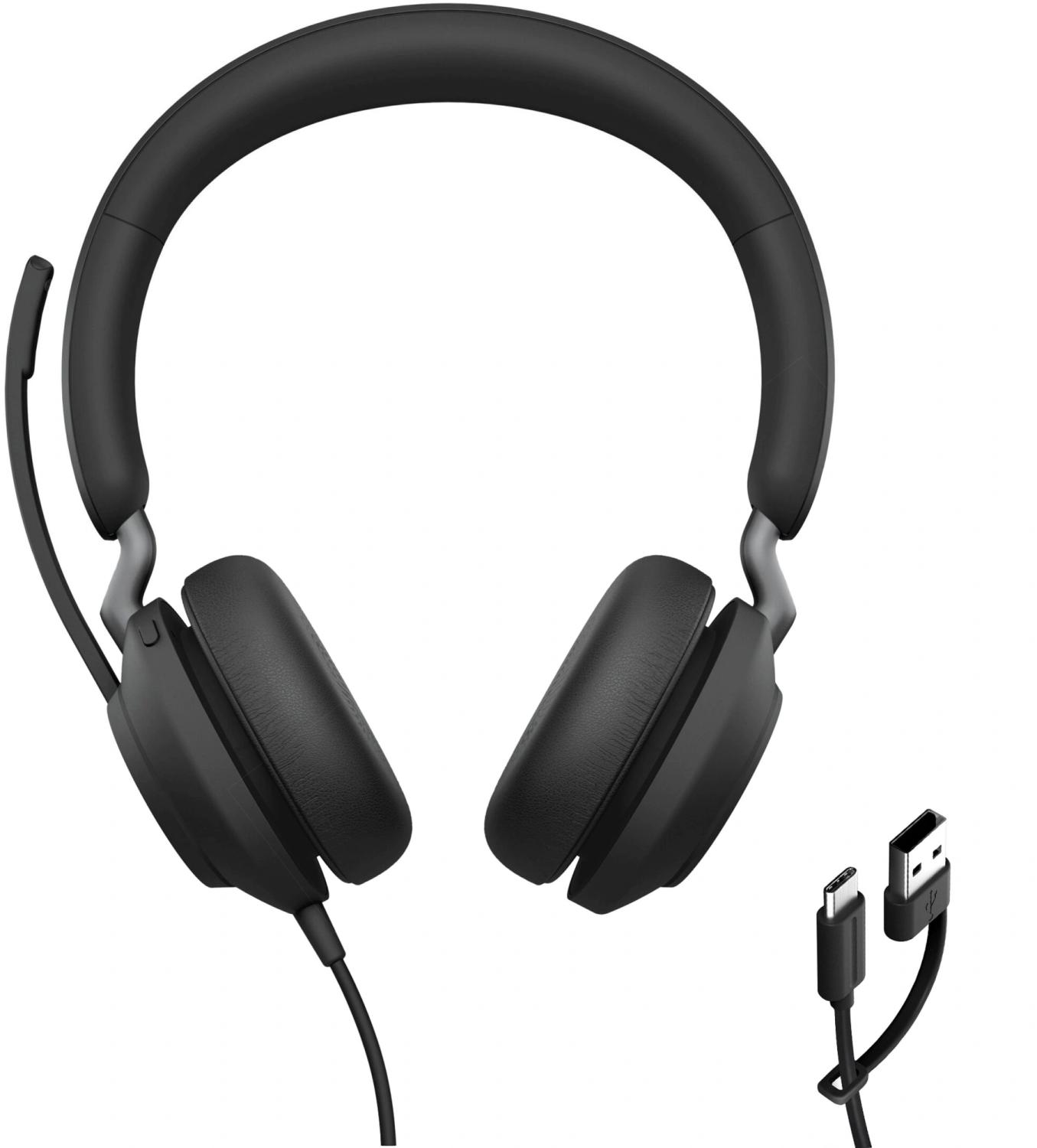 Наушники с микрофоном Jabra Evolve2 40 SE USB-C/A черный 1.5м накладные USB оголовье (24189-999-799)