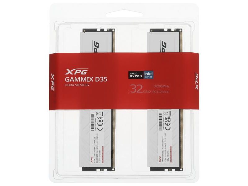 Оперативная память ADATA GAMMIX D35 DDR4 DIMM 64GB 3200MHz 2*32GB 16-20-20 WHITE DUAL TRAY