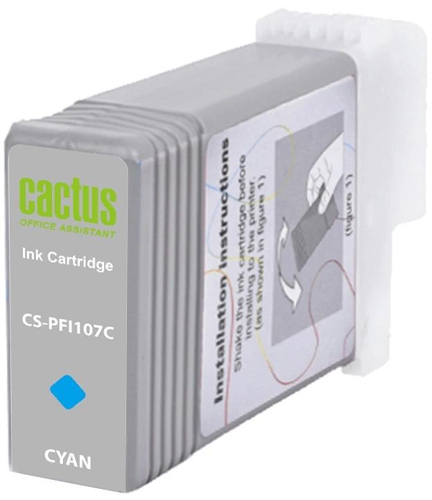 Картридж струйный Cactus CS-PFI107C PFI-107 C синий (130мл) для Canon IP iPF670/iPF680/iPF685/iPF770/iPF780/iPF785/ с чипом