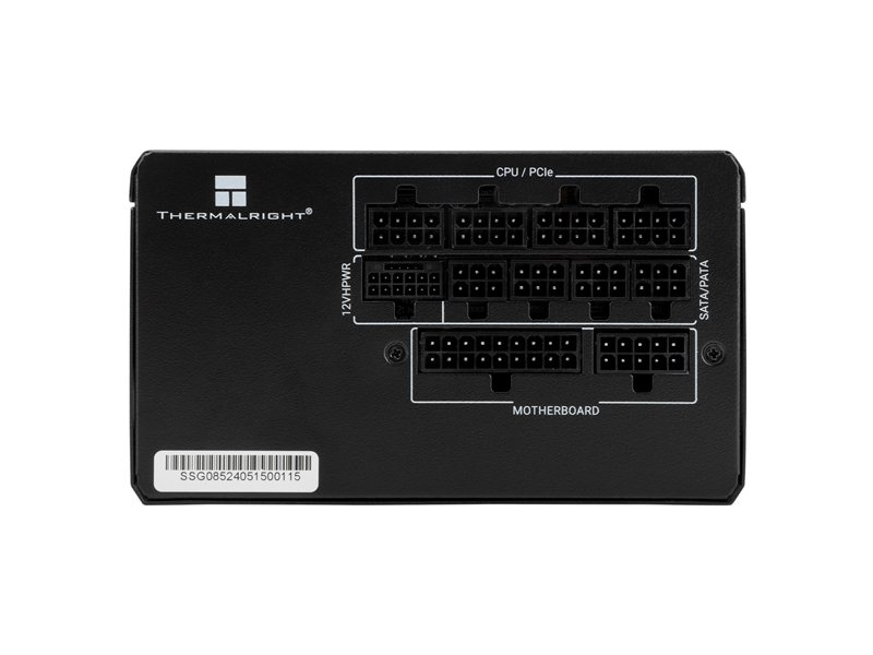 Блок питания 850W/ Power Supply Thermalright, 850W 80+ Gold (ATX, 3.1, PCIe 5.1, Full modular, 1x24(20+4)pin 600mm, 2xCPU 8(4+4)pin 650mm, 2xPCIe*2 8(6+2)pin 650+150mm, 1x12VHPWR PCIe 5.1 12+4pin 600mm, 2xSATA*4 450+150+150+150mm, 1xMOLEX4pin*3 500+150+15