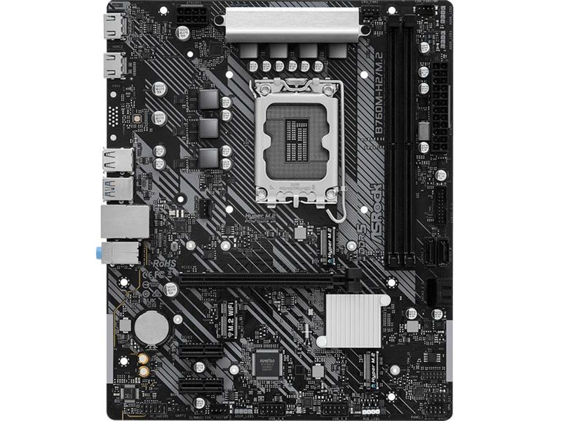 Материнская плата ASROCK B760M-H2/M.2 LGA1700, B760, 2*DDR5, 4*SATA, 2*M.2, 4*USB 3.2, 2*USB 2.0, 1*PCIx16, 2*PCIx1, 1*M.2 (Key E), 2*HDMI, mATX