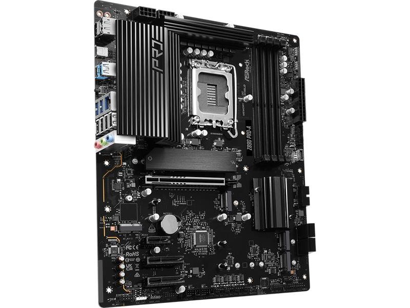 Материнская плата ASROCK Z890 PRO-A, LGA1851, Z890, 4*DDR5, 4*SATA, 4*M.2, 4*USB 3.2, 4*USB 2.0, Type-C, 1*PCIx16, 2*PCIx4, 1*M.2 (Key E), HDMI+DP, ATX