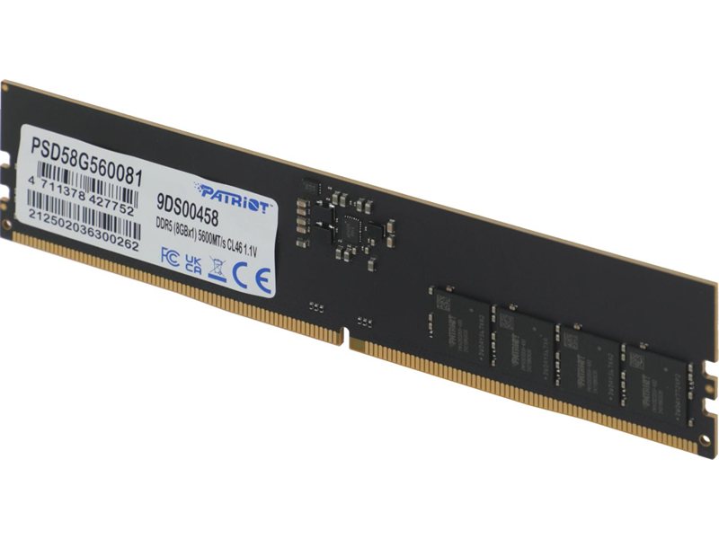 Память DDR5 8GB 5600MHz Patriot PSD58G560081 Signature Line RTL PC5-44800 CL46 DIMM UDIMM 288-pin 1.1В single rank Ret