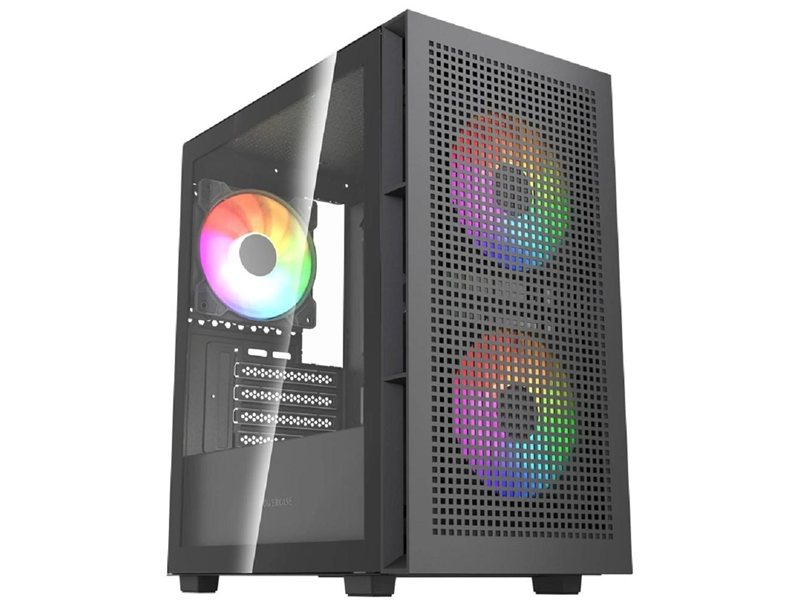 Powercase Корпус Mistral SM05 ARGB, Tempered Glass, 3x120mm ARGB PWM fans, чёрный, mATX  (CMMSM05B-A3)