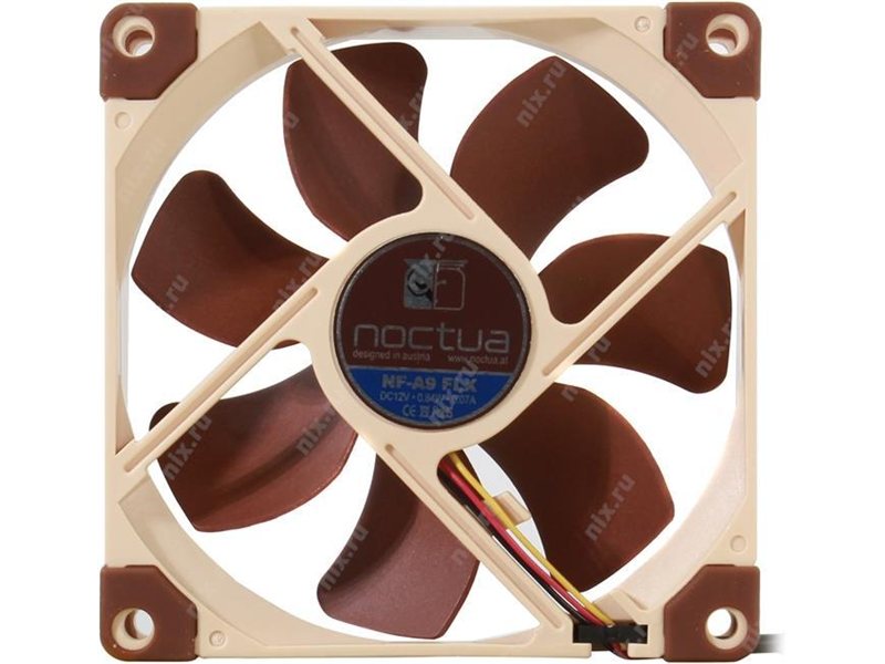 Кулер для корпуса/ Case Cooler Noctua NF-A9 FLX (92x92x25mm, 3-pin, 38CFM, 17.1dBA, 1600RPM, Beige/Brown)