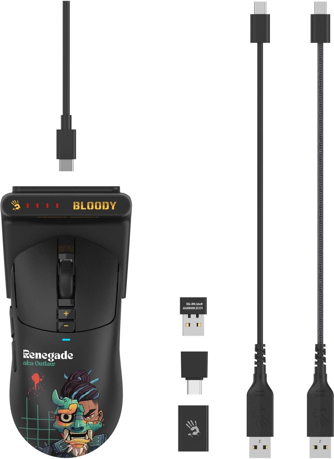 Мышь A4Tech Bloody R72 Ultra Duo Renegade черный оптическая 20000dpi беспров. USB/USB-C 7but