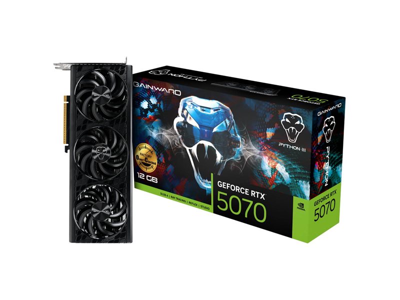 Видеокарта Gainward RTX5070 PYTHON III OC 12GB GDDR7 192bit 3xDP HDMI 3FAN RTL