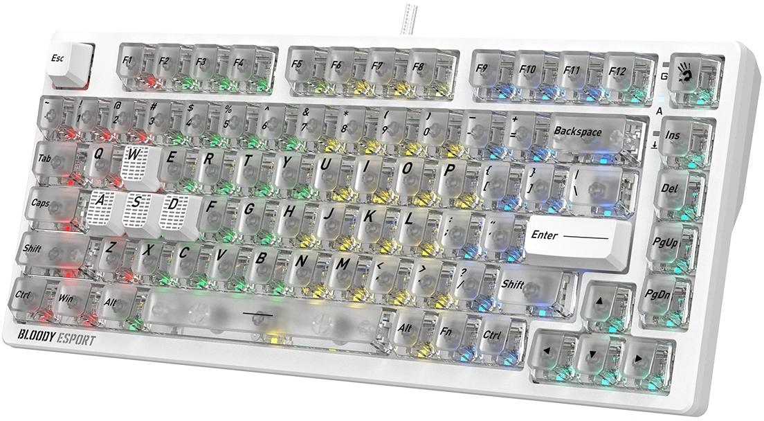 Клавиатура A4Tech Bloody MS76 механическая белый USB Multimedia for gamer LED (MS76) кабель 1.8м