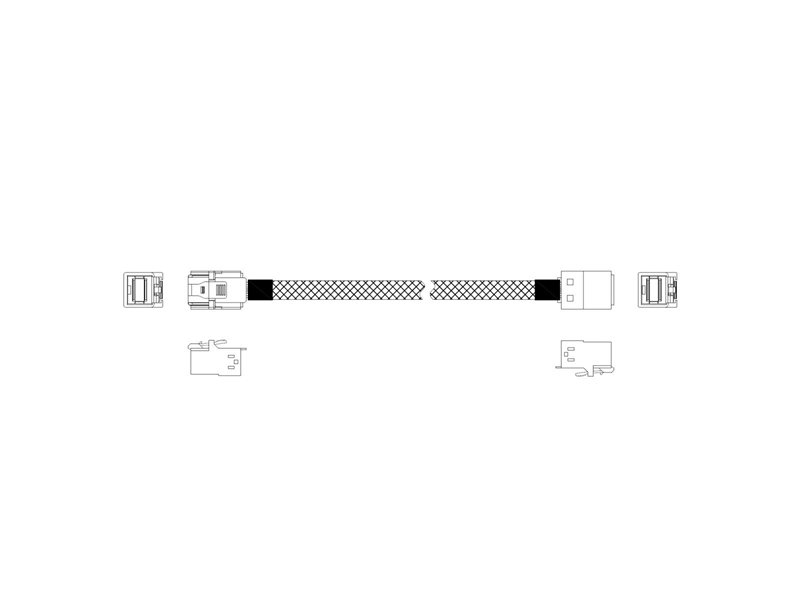 Кабель Miradeed  MD-6715028, HDmSAS SFF8643 -to- HDmSAS SFF8643 + SideBand , SAS 3.0 (12G), 85 Ohm, 80cm