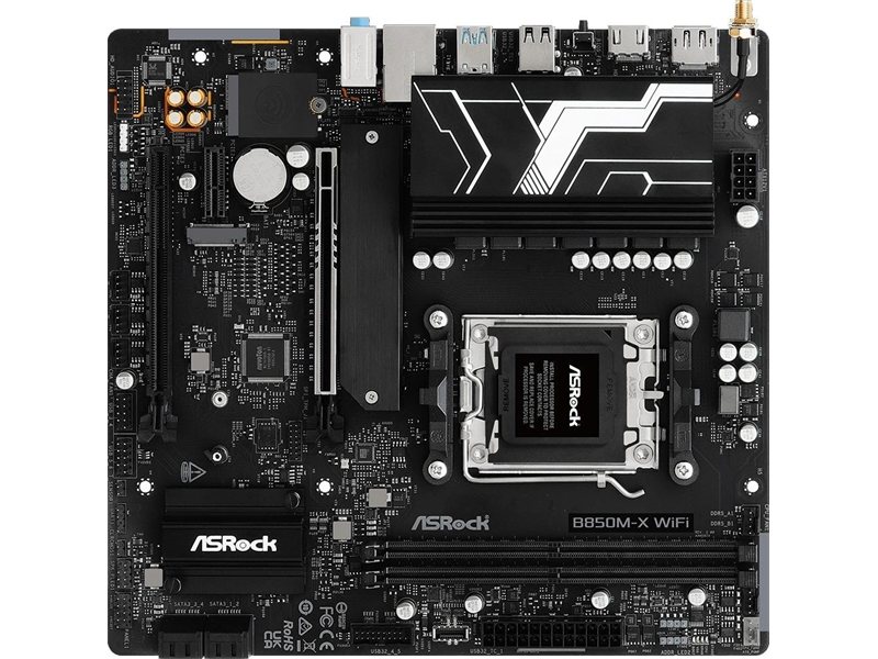 Материнская плата Asrock B850M-X WIFI R2.0 Socket AM5 AMD B850 2xDDR5 mATX AC`97 8ch(7.1) 2.5Gg RAID+HDMI+DP