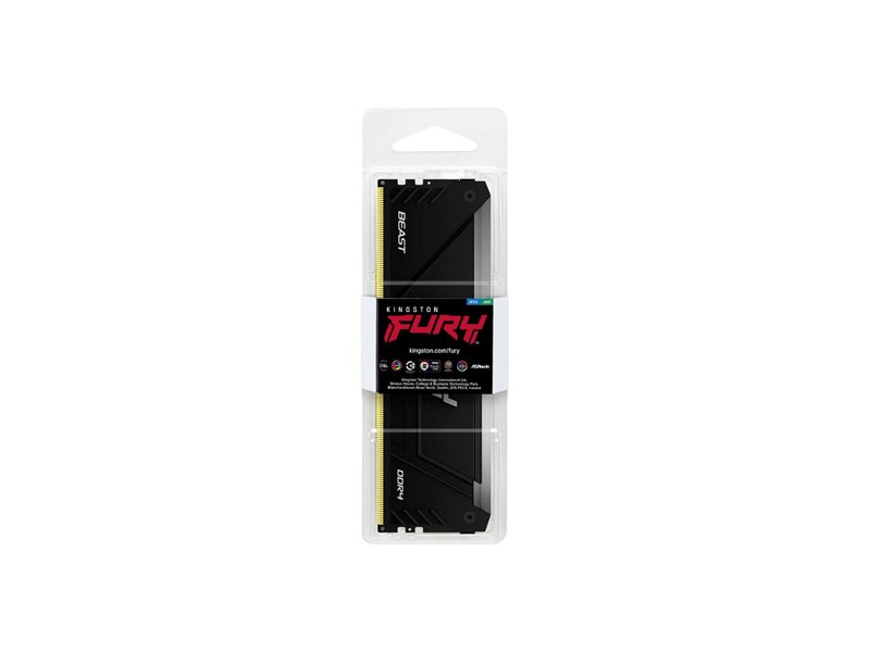 Модуль памяти Kingston 16GB DDR4 3200MHz DIMM FURY Beast Black RGB XMP CL16, 1.35V 288-pin Non-ECC