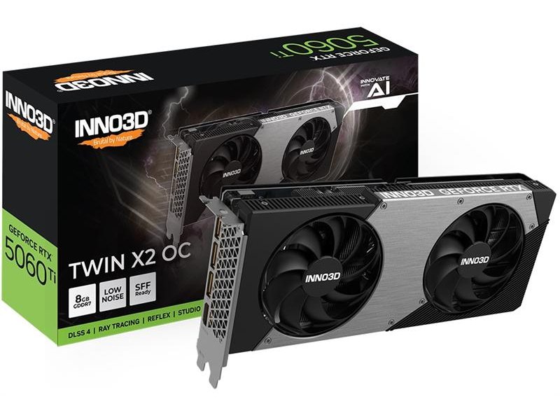 Видеокарта INNO3D RTX 5060 Ti Twin X2 OC//RTX5060Ti, HDMI, DP*3, 8G,D7