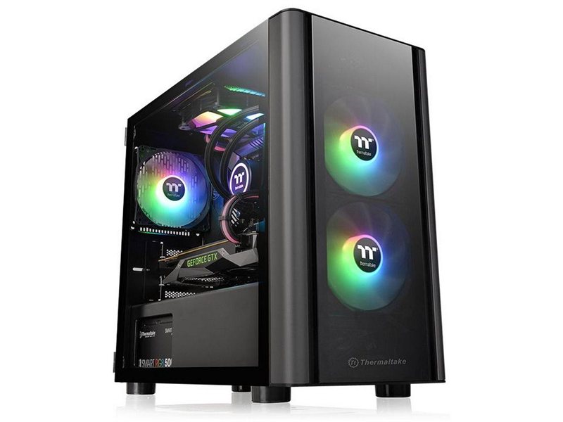 Корпус Thermaltake V150 TG CA-1R1-00S1WN-00 Black/Win/SPCC/Tempered Glass*2/ 120mm Standard Fan*1 (525701)