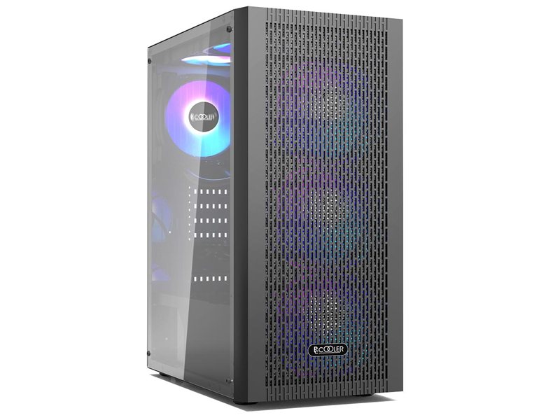 Корпус без блока питания/ Case PCCooler MA100 MESH BK, Midi-Tower, TG, Mesh, 3x120mm ARGB, 1xUSB-A 3.0 + 2xUSB-A 2.0, ATX, mATX, mITX Black