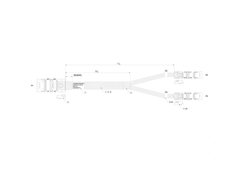 Кабель Luxshare L285SL013-SD-R Slimline SASx8 to 2 Slimline SASx4 0.65M