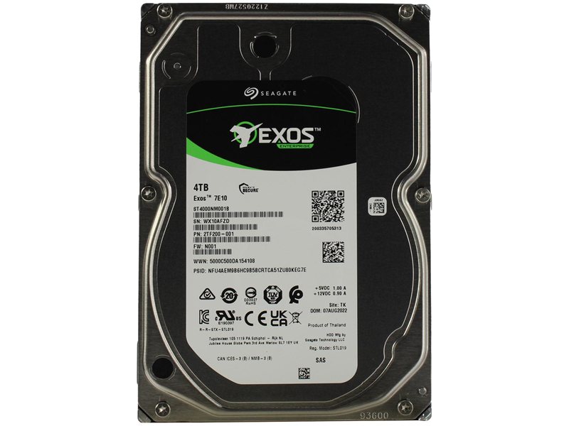 Жесткий диск/ HDD Seagate SAS 4TB Exos 7E10 7200 rpm 256Mb 1 year warranty (replacement MG08SDA400E, ST4000NM005A, MG10SDA400E, HUS726T4TAL5204, ST4000NM003A, ST2000NM018B, ST2000NM001B, ST4000NM025B)