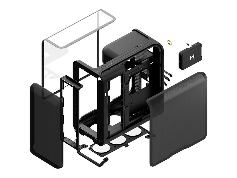 Корпус без блока питания/ Case HYTE X50, Midi-Tower, TG, no fans, 2xUSB-A 3.2, 1xUSB Type-C, E-ATX, ATX, mATX, mITX Pitch Black