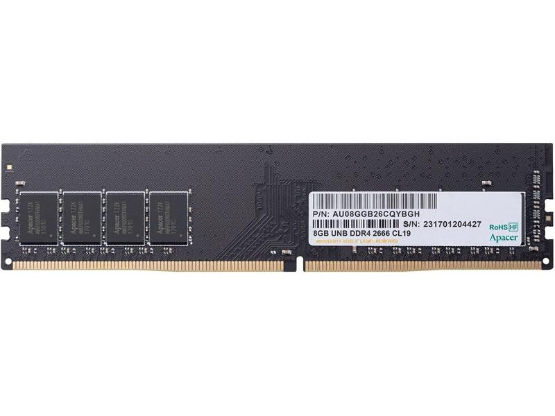 Оперативная память Apacer  DDR4  8GB  2666MHz DIMM (PC4-21300) CL19 1.2V (Retail) 1024*8  3 years (AU08GGB26CQYBGH / EL.08G2V.GNH)