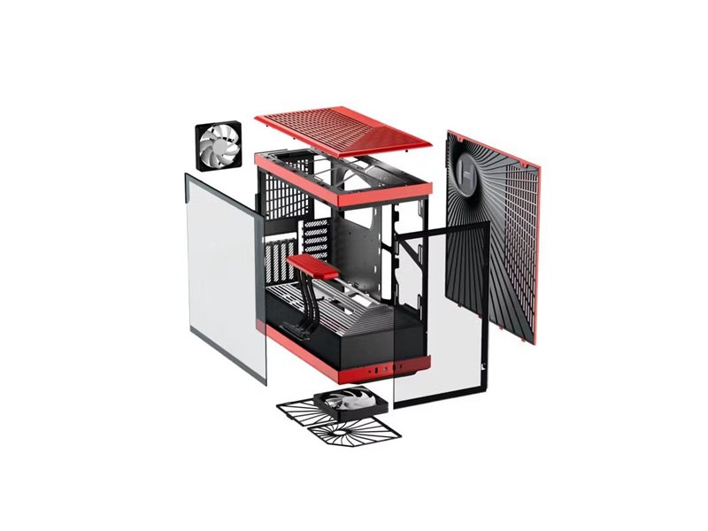 Корпус без блока питания/ Case HYTE Y40, Midi-Tower, TG, no fans, 2xUSB-A 3.2, 1xUSB Type-C, ATX, mATX, mITX Black Cherry