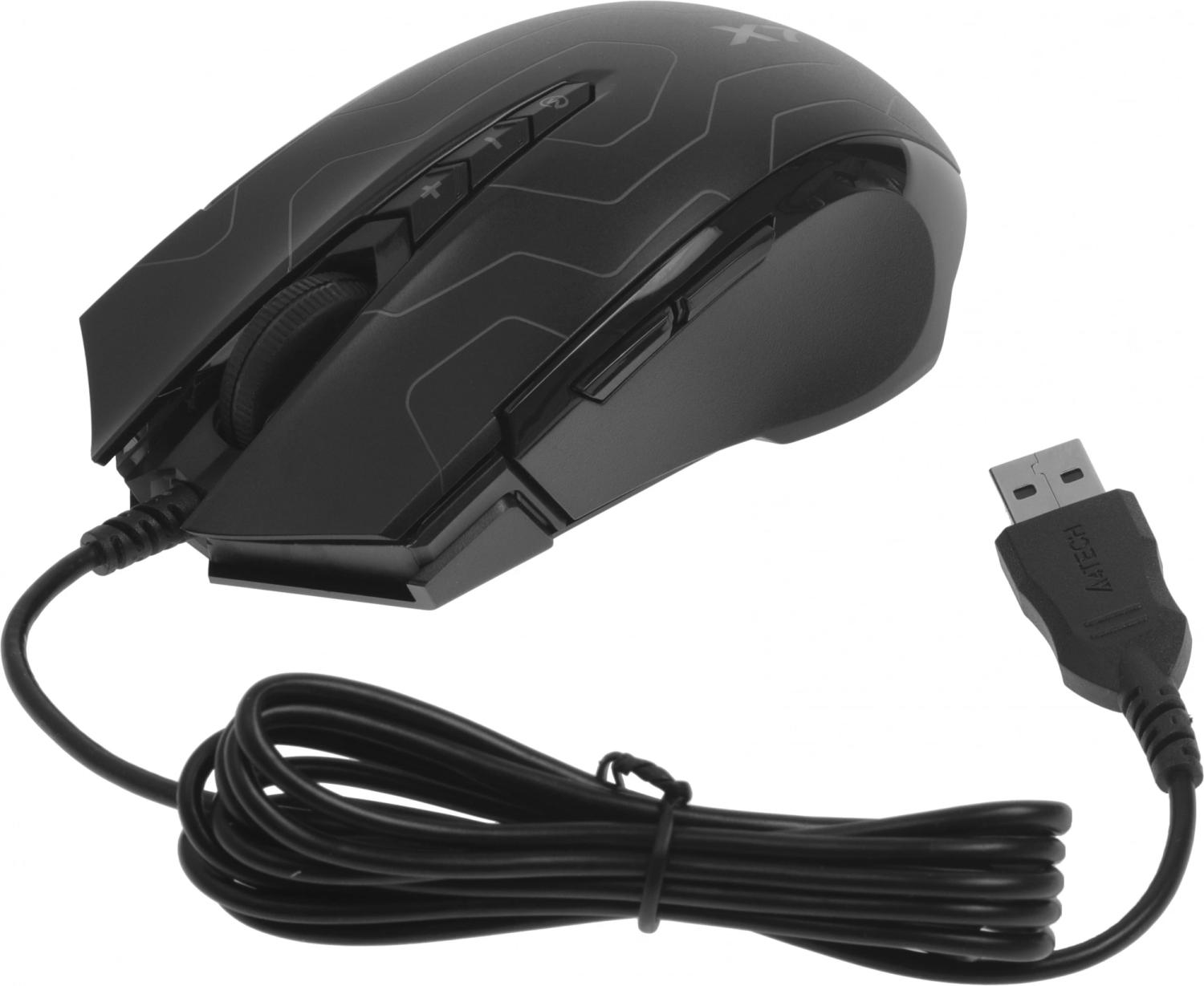 Мышь A4Tech X89 Maze черный оптическая 2400dpi USB 8but (X89 (MAZE))