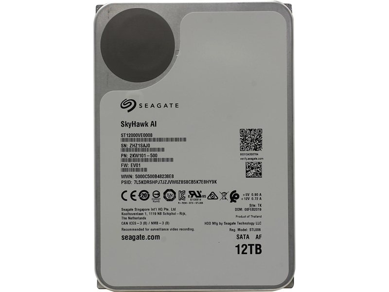 Жесткий диск/ HDD Seagate SATA 6Gb/s 12Tb SkyHawk 7200 256Mb 1 year warranty (replacement ST12000VE001)
