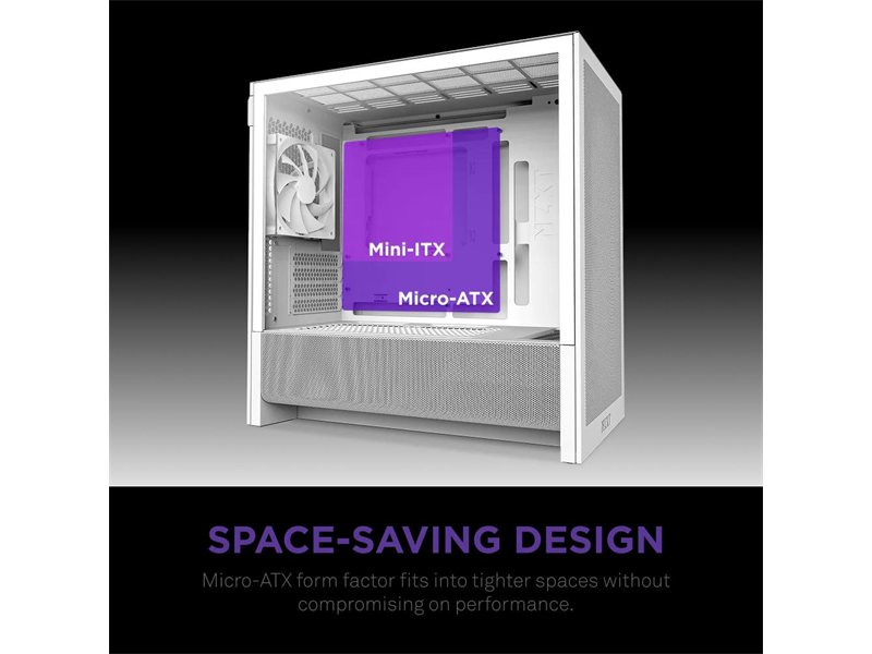 Корпус без блока питания/ Case NZXT H3 Flow (2025), Midi-Tower, TG, 1x120mm, 1xUSB-A 3.2 + 1xUSB-C 3.2, mATX, mITX White