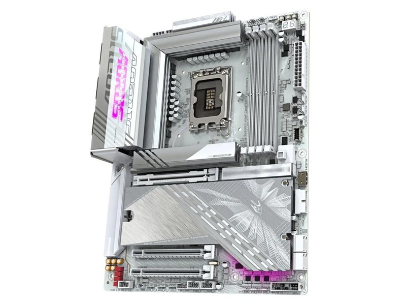 Материнская плата Z890 AORUS ELITE X ICE, Socket 1851, Intel®Z890, 4xDDR5-6400, 3xPCI-Ex16, 4xSATA3(RAID 0/1/5/10), 5xM.2, 8Ch Audio, 1x2.5GbLan, WiFi, (4+4)xUSB2.0, (6+2)xUSB3.2, (1+1)xUSB Type-C™, ATX, RTL