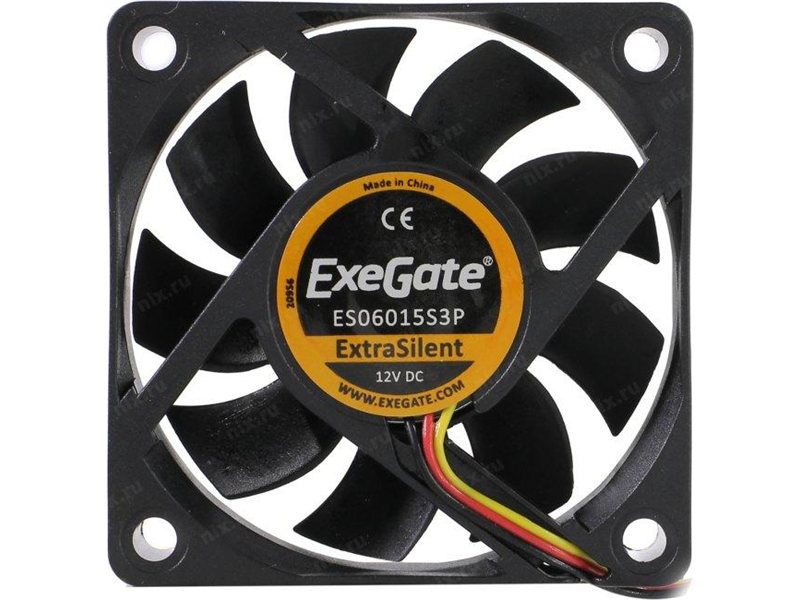 Exegate EX283369RUS Вентилятор ExeGate ExtraSilent ES06015S3P, 60x60x15 мм, подшипник скольжения, 3pin, 2500RPM, 22dBA