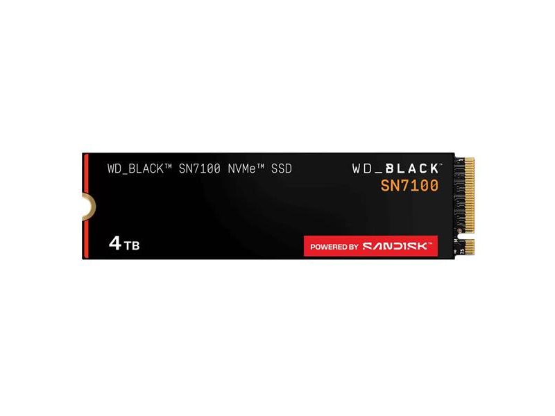Твердотельный накопитель Western Digital Black SSD SN7100 M2.2280 PCIe 4.0 4Tb, 7000MBs/6700MBs, TBW 2400, WDS400T4X0E, 1 year